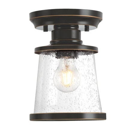 Westinghouse Fixture Ceiling Outdr SemiFlush-Mount 60W Emma Jane 7In Amb Brnz Clear Sd Glass 6113000